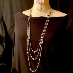 Silver Tone Necklace & Earring Set